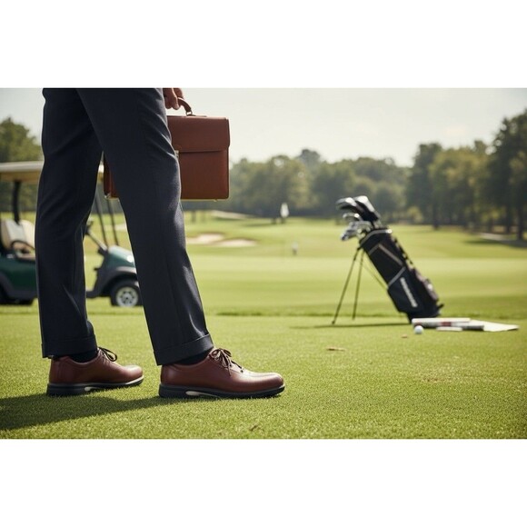 ETONIC MENS STABILITE GOLF SHOES CLEATS LEATHER SIZE 11.5M CHESSTNUT COLOR LACES - Picture 1 of 12